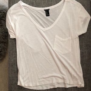 white loose crop top